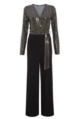 quiz black and gold jumpsuit